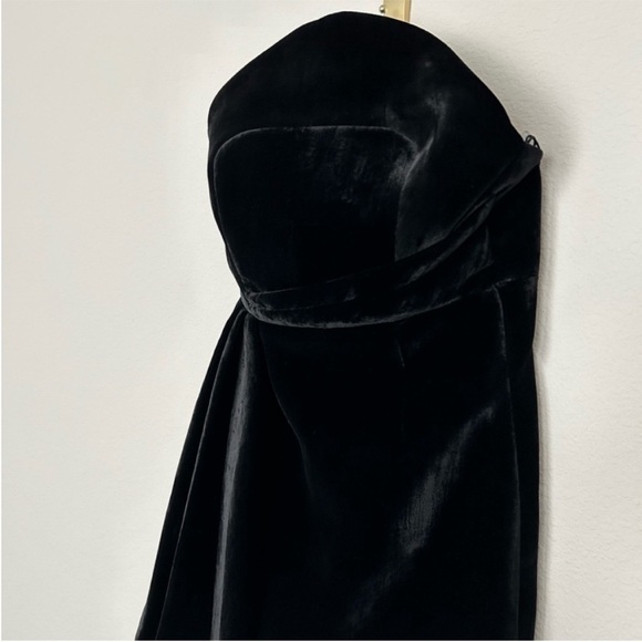 Brandon Maxwell Asymmetrical Velvet Mini Dress Black - Picture 9 of 13